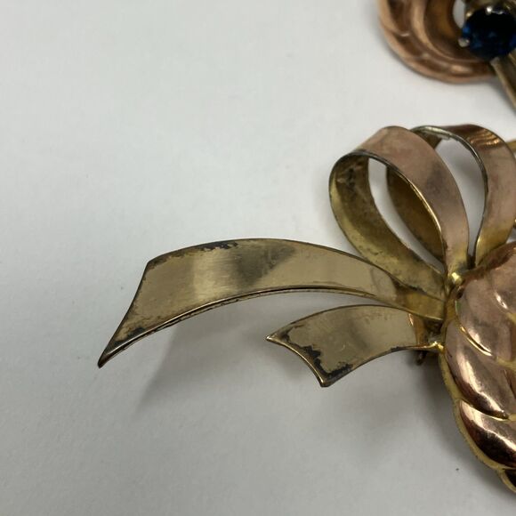 Harry Iskin Vintage 1/20 10k Brooch & Screw Back Earrings Set Art Deco 1940’s - Picture 13 of 13